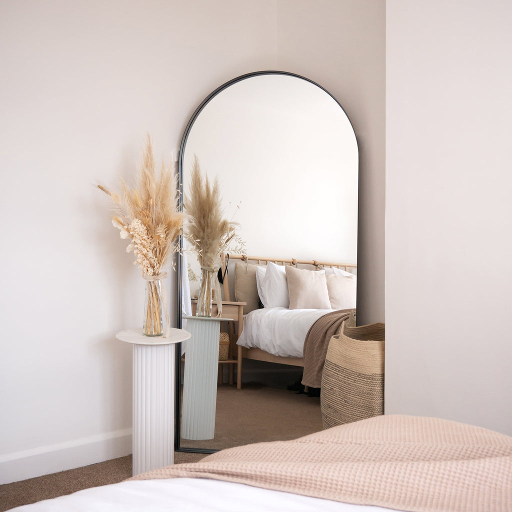 Full Length Arched Black Large Metal Mirror 170cm x 80cm