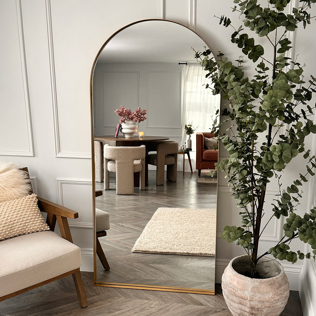 Full Length Arched Gold Large Metal Mirror 170cm x 80cm