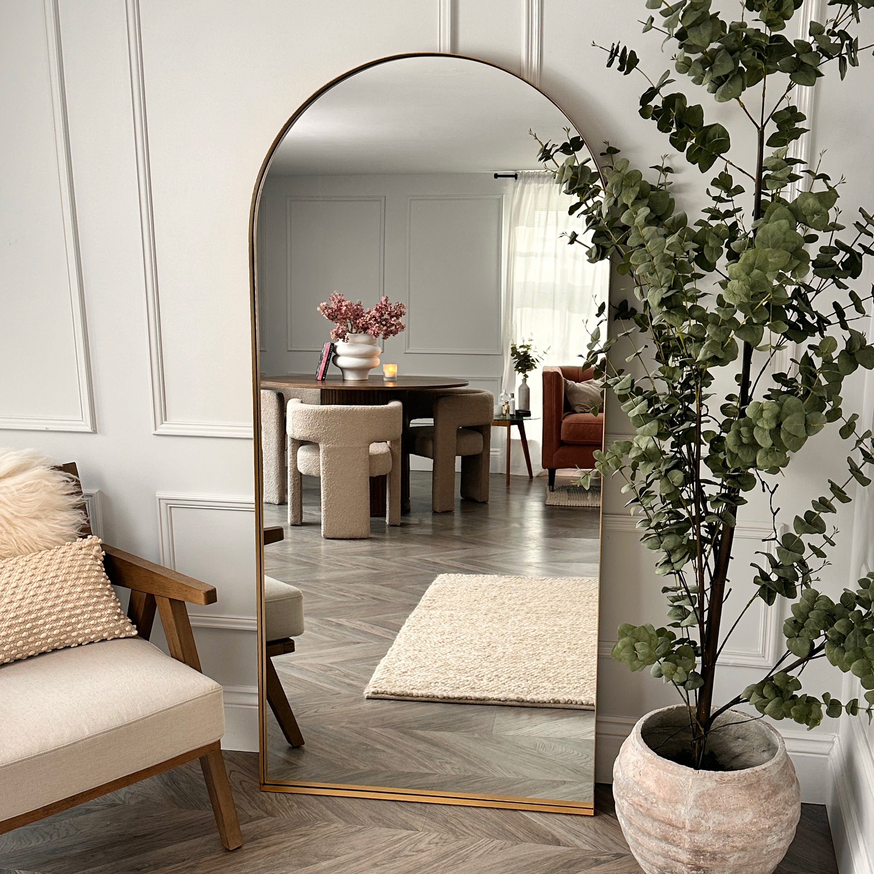Full Length Arched Gold Large Metal Mirror 170cm x 80cm