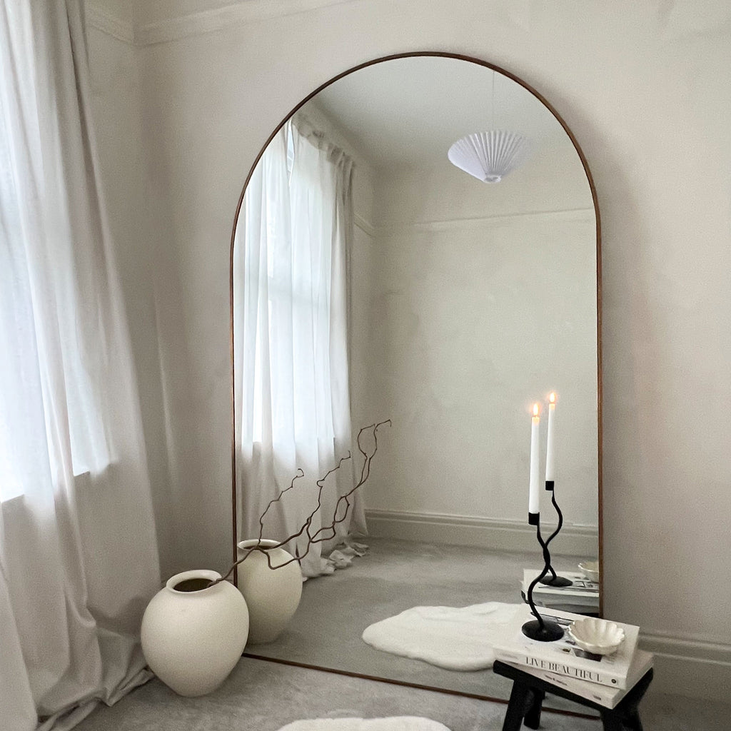 Gold Full Length Arched Metal Mirror 180cm x 110cm