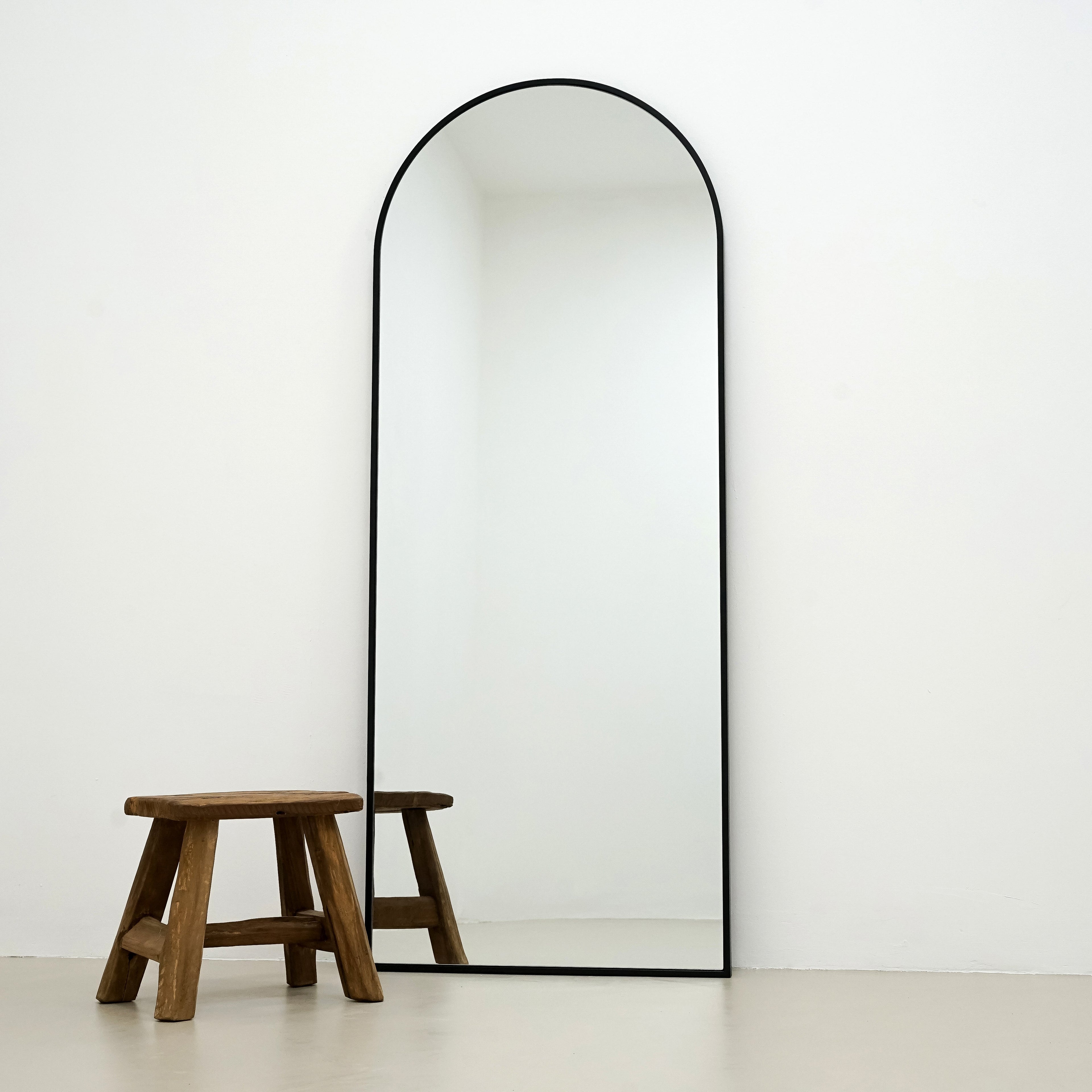 Full Length Black Large Arched Metal Mirror 160cm x 60cm