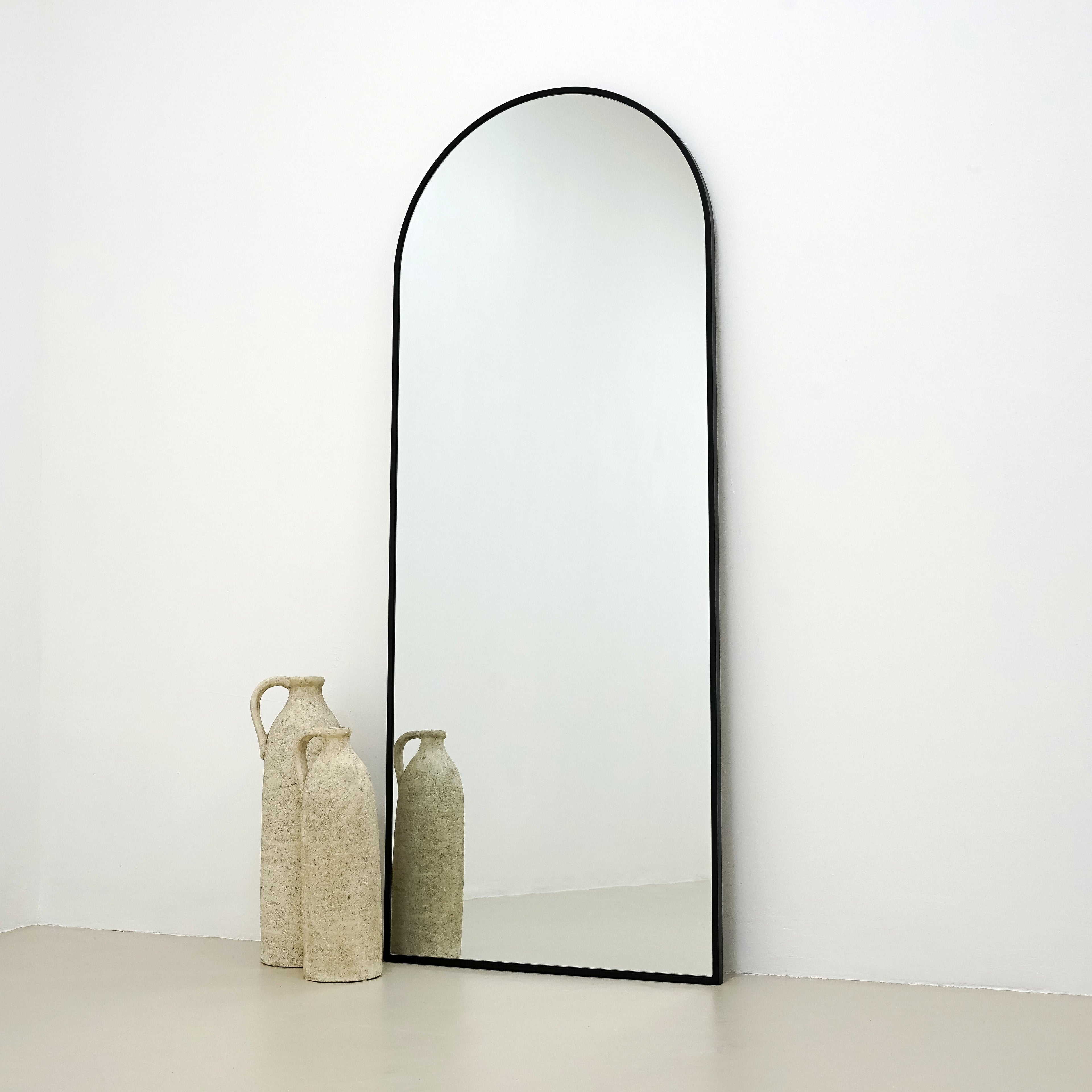 Full Length Black Large Arched Metal Mirror 160cm x 60cm