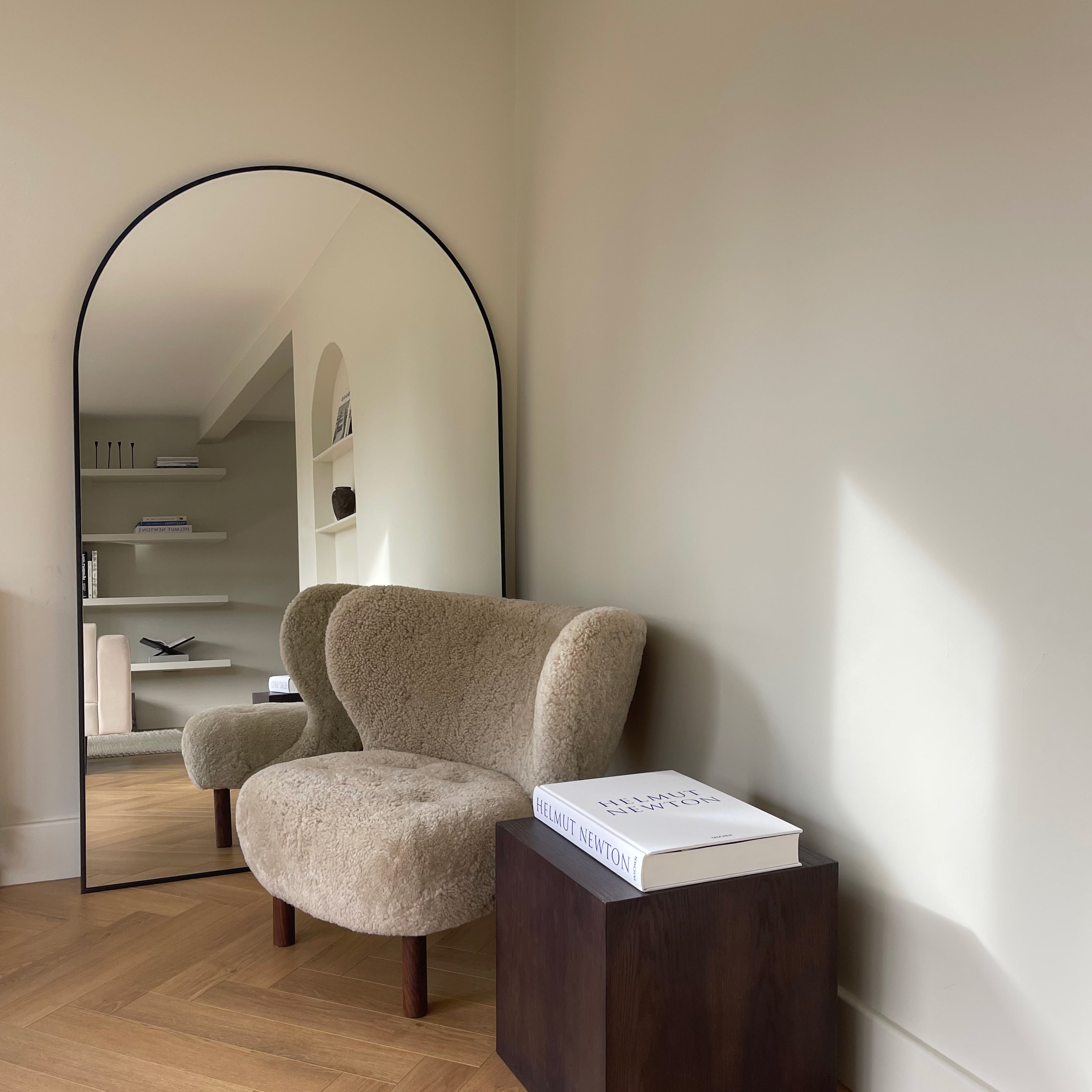 Black Full Length Arched Metal Mirror 180cm x 110cm