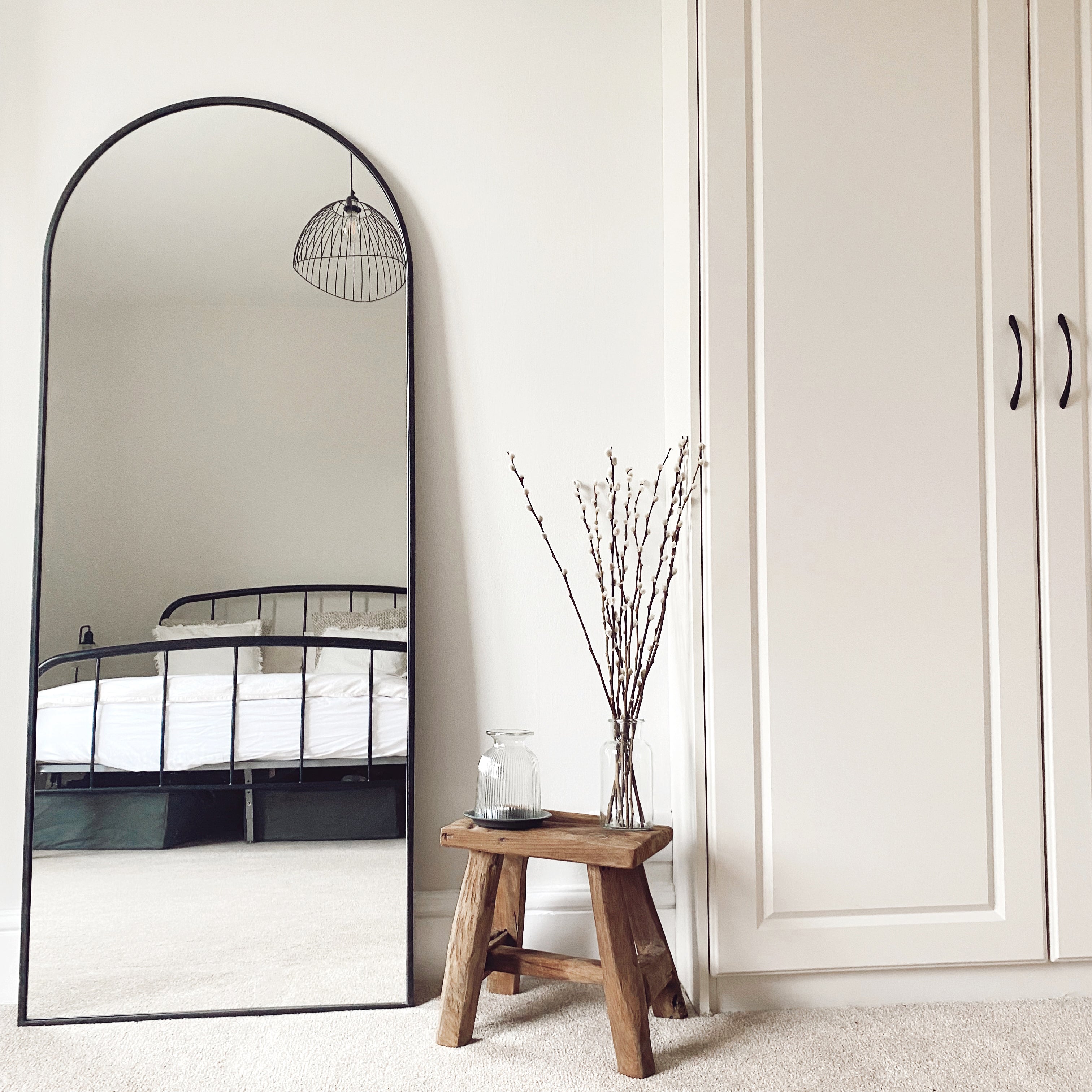 Full Length Black Large Arched Metal Mirror 160cm x 60cm
