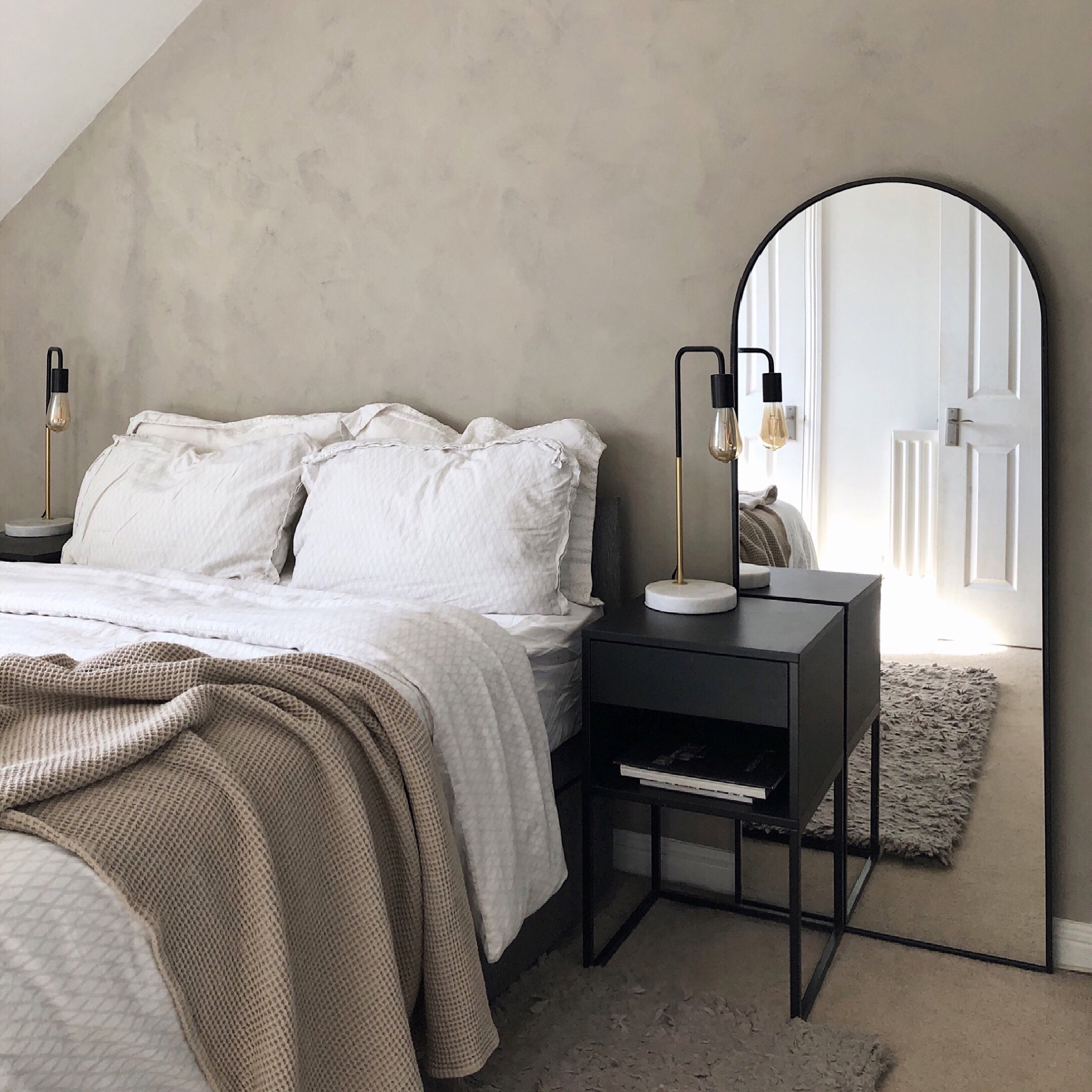 Full Length Black Large Arched Metal Mirror 160cm x 60cm