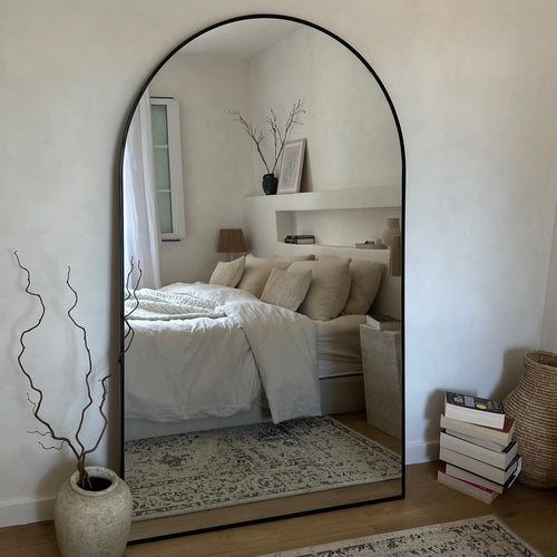 Black Full Length Arched Metal Mirror 180cm x 110cm