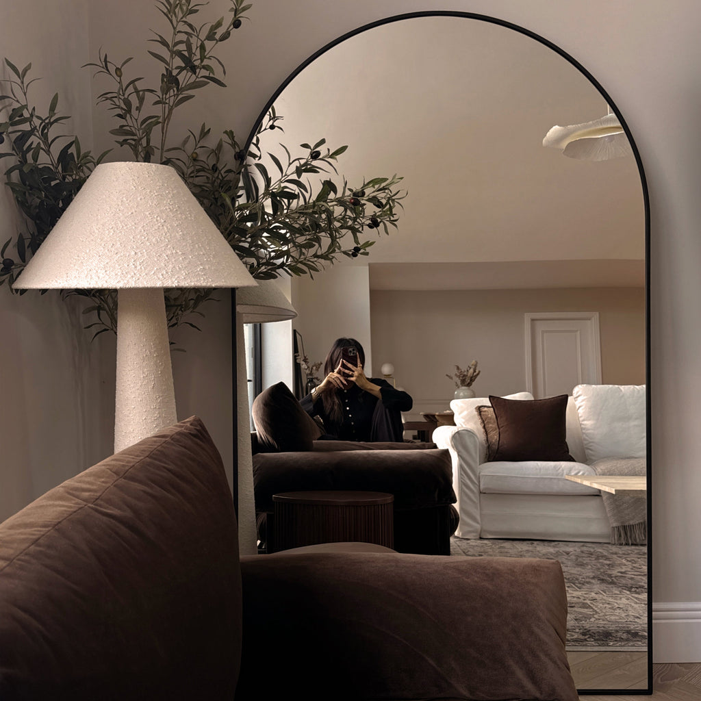 Black Full Length Arched Metal Mirror 180cm x 110cm