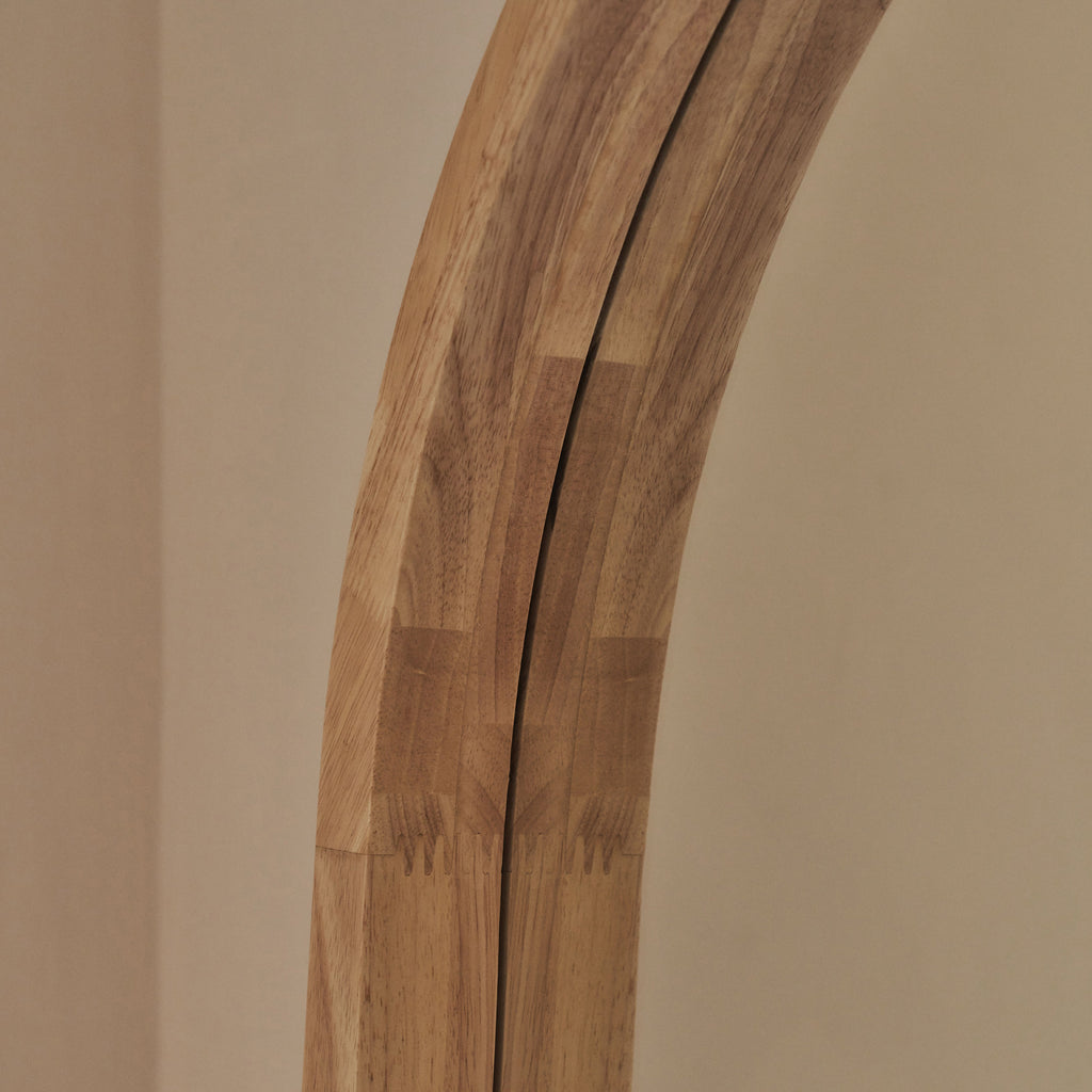 Full Length Light Wood Arched Wooden Mirror 170cm x 80cm