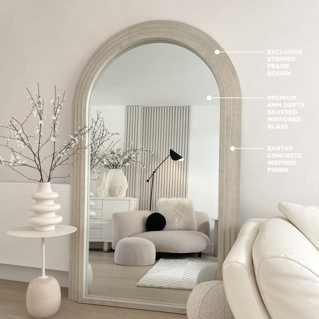 Full Length Arched Concrete Mirror 180cm x 110cm