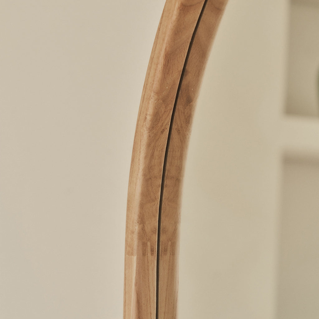 Light Wood Full Length Arched Wooden Mirror 160cm x 60cm
