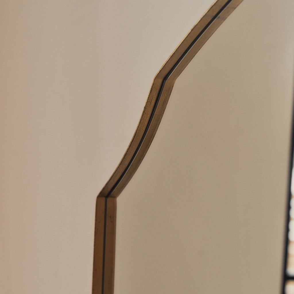 Gold Wide Arched Metal Overmantle Wall Mirror 120cm x 90cm