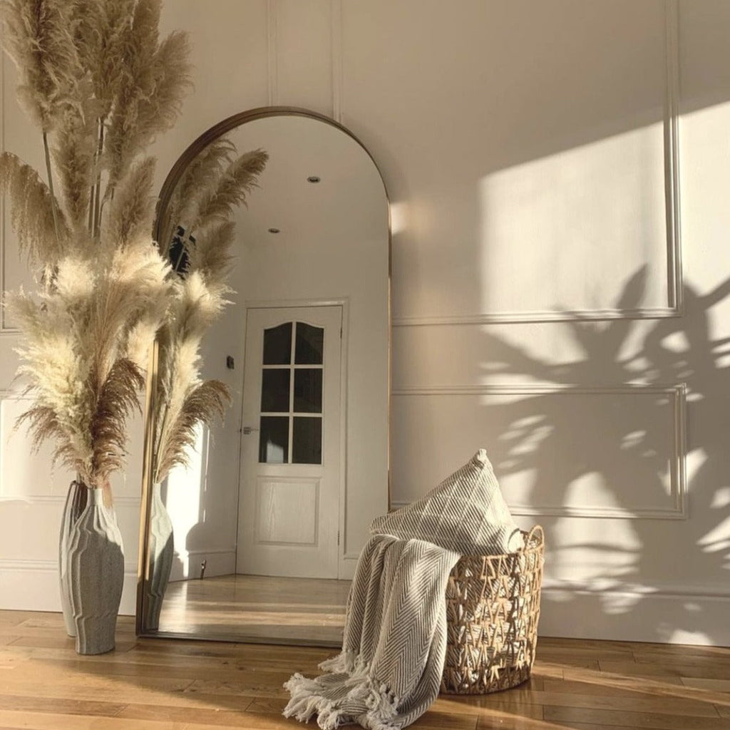 Full Length Arched Gold Large Metal Mirror 170cm x 80cm